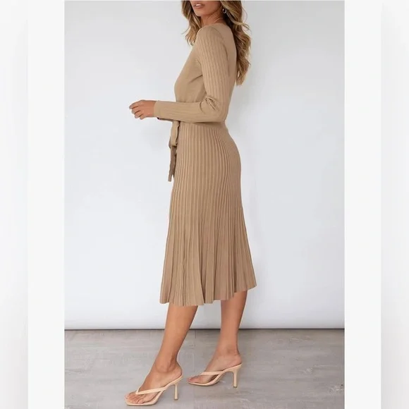 NEW Pink Queen Women’s Wrap Sweater Dress V Neck - Picture 3 of 6